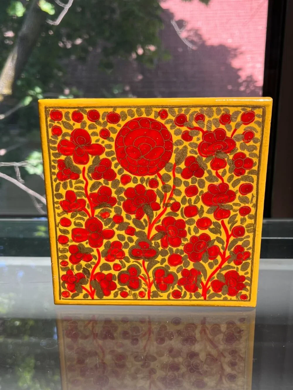 Vintage Hand-Painted Floral Wooden Jewelry Box / Trinket Box